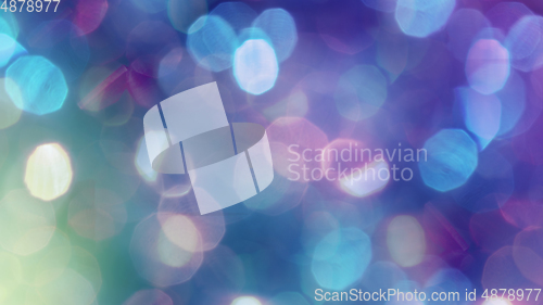 Image of Multicolored defocused bokeh lights background - horizontal wallpaper, poster