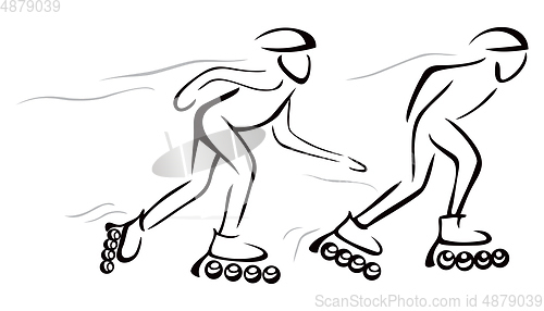 Image of Two persons chasing at roller skates