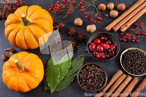 Image of Pumpkins and spices.