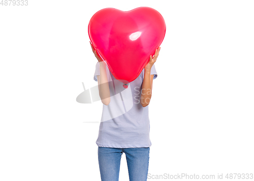 Image of Girl with heart shaped balloon