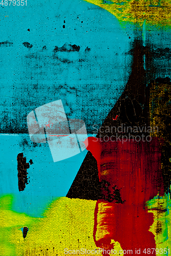 Image of Blue, black, red and yellow shades colored wall texture backgrou