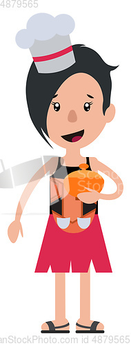 Image of Cartoon woman with chef hat illustration vector on white backgro