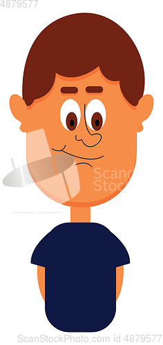 Image of Funny-looking cartoon boy in a blue t-shirt vector or color illu