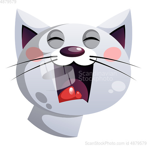 Image of Angry grey cartoon cat vector illustartion on white background