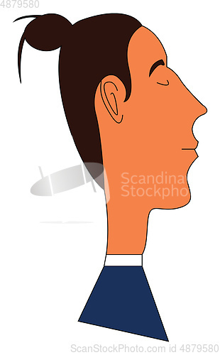 Image of Side portrait of a man with a man bun vector illustration on whi