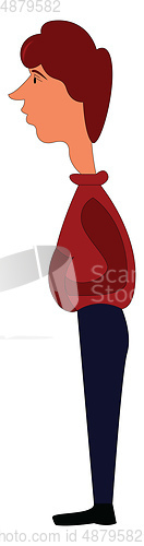 Image of Tall guy in red hoodie and blue pants vectror illustration on wh