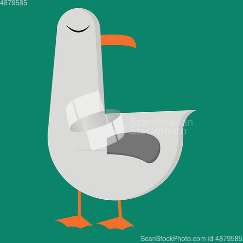 Image of A cartoon seagull over green background vector or color illustra