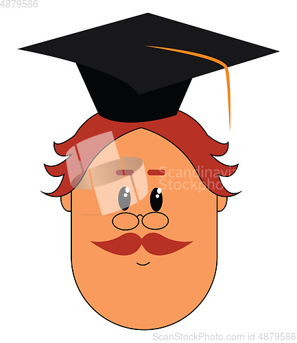 Image of Cartoon face of a professor wearing a hood vector or color illus