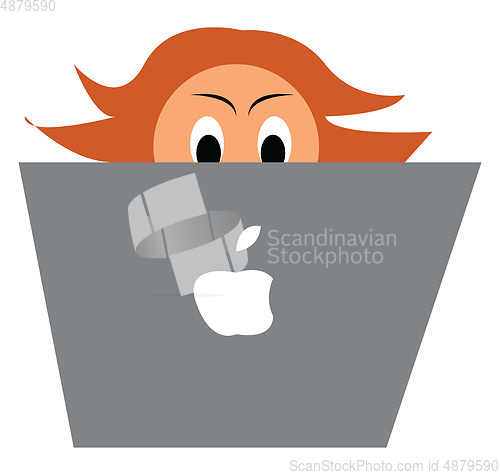 Image of Programmer with MacBook vector or color illustration