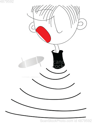 Image of A boy in a black and white striped shirt vector or color illustr