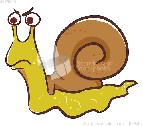 Image of Painting of an angry snail vector or color illustration