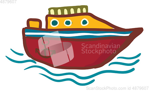 Image of Red and yellow modern yacht vector or color illustration