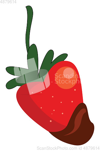 Image of Simple cartoon of a red strawberry dipped in chocolate vector il