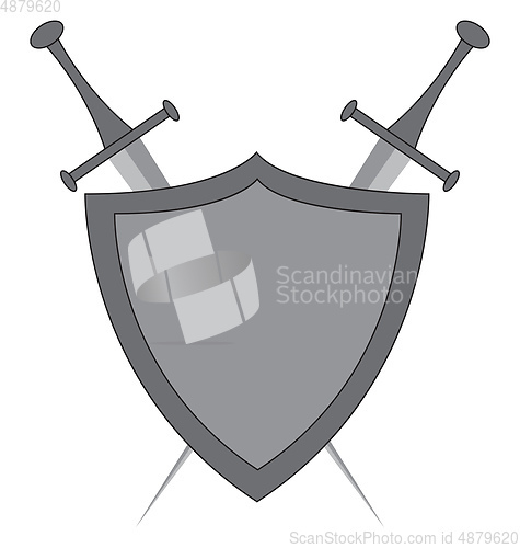 Image of Clipart of crossed swords and shield vector color drawing or ill