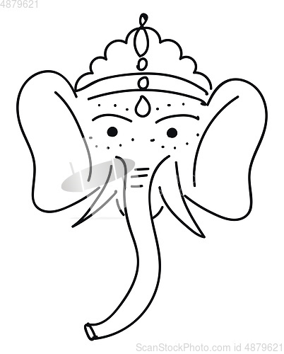 Image of Black ganesha elephant drawing illustration vector on white back