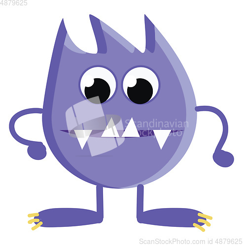 Image of Cartoon of a blue scary looking alien creature with sharp teeth 