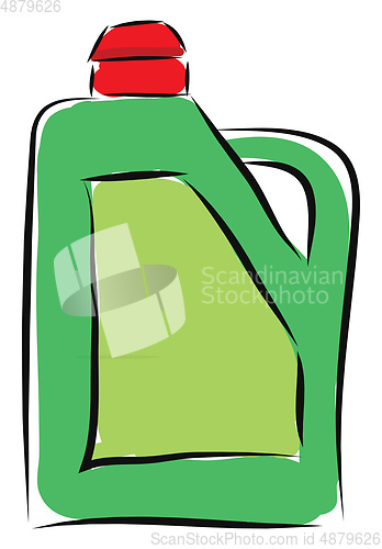 Image of Cartoon green canister of acid vector illustration on white back
