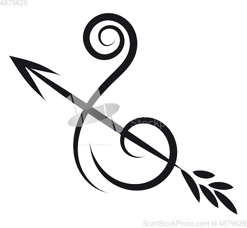 Image of Simple black and white  sketch of horoscope sign sagittarius  ve