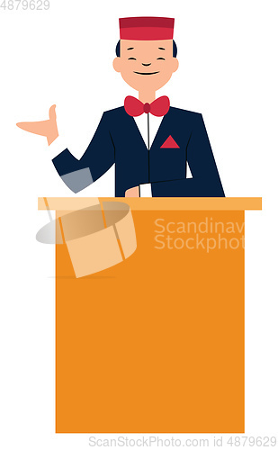 Image of Smiling receptionist character vector illustration on a white ba