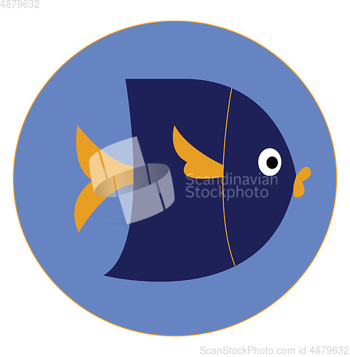 Image of Portrait of a dark blue fish over blue background vector or colo