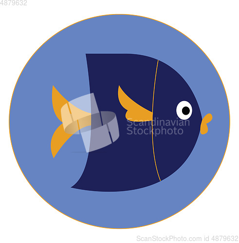 Image of Portrait of a dark blue fish over blue background vector or colo