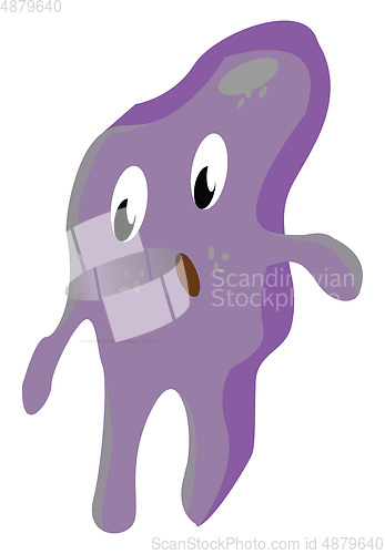 Image of Cartoon funny purple monster with mouth wide opened is in dismay