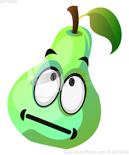 Image of Cartoon pear face not in the mood illustration vector on white b