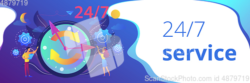 Image of 24/7 service concept banner header.