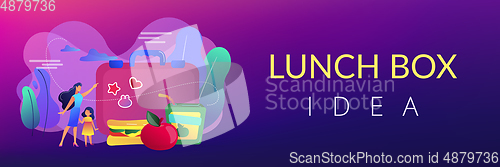 Image of Kids lunch box concept banner header.