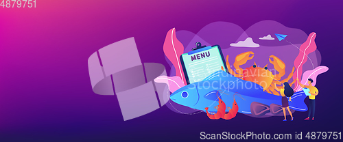 Image of Seafood menu concept banner header.