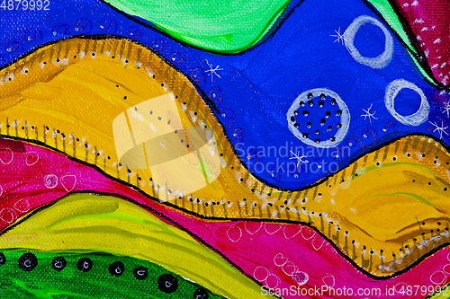 Image of Blue, yellow, red, green and pink shades colored texture backgro