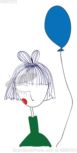 Image of green balloon girl background illustration holding abstract cart