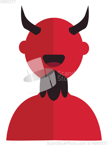 Image of Vector illustration of a red smiling devil with black beard and 