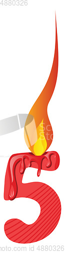 Image of Red number five burning illustration vector on white background