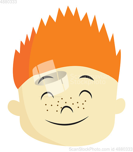 Image of Clipart of a boy with orange hair and freckles smiling vector or