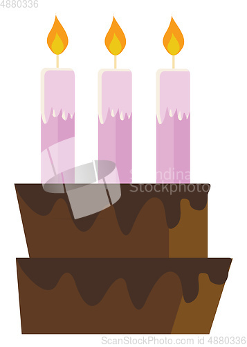 Image of Pink candles on a cake, vector color illustration.