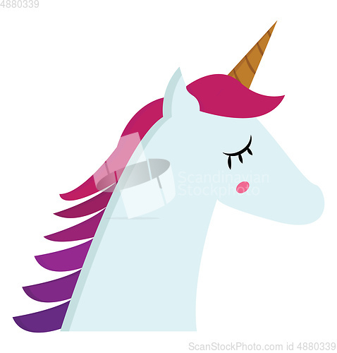Image of Portrait of unicorn side view illustration color vector on white