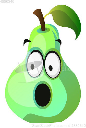 Image of Amazed pear cartoon face illustration vector on white background