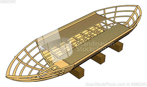 Image of Simple vector illustration of a wooden keel white background