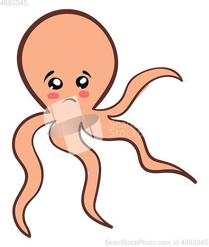 Image of Emoji of a sad orange-colored octopus vector or color illustrati