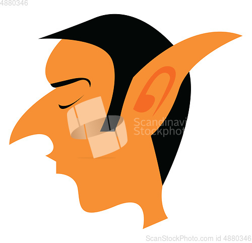 Image of Old elf with big ears vector or color illustration