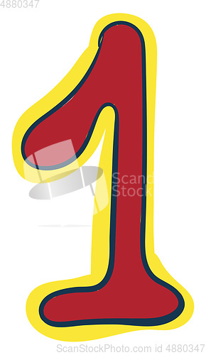 Image of Clipart of the numerical number one or 1 in red color  vector or