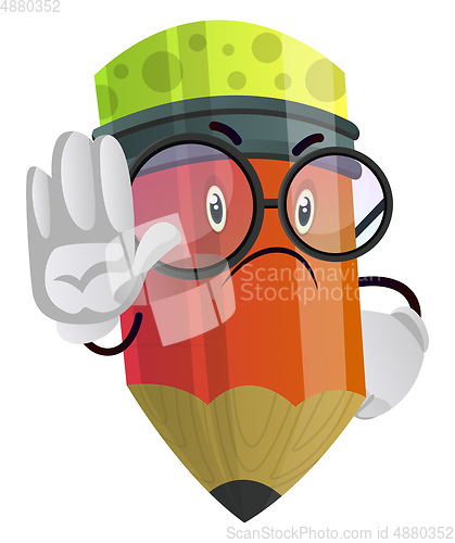 Image of Pencil is showing you to stop illustration vector on white backg