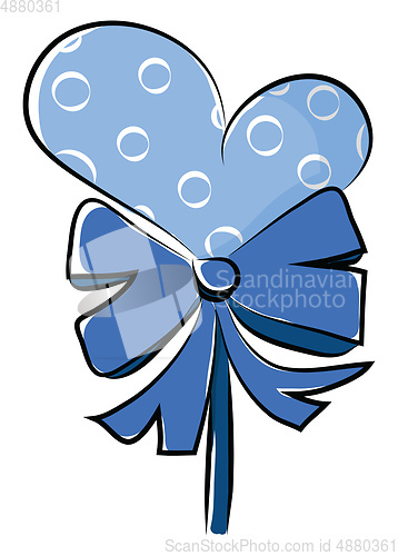 Image of A beautiful blue heart shape balloon with ribbon decoration vect
