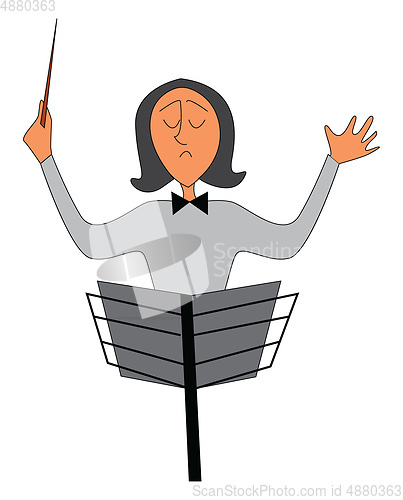 Image of Portrait of an orchestra conductor vector illustration on white 