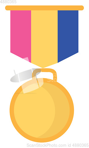 Image of A circular gold medal vector or color illustration