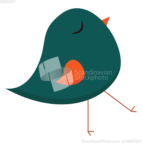 Image of A green bird, vector color illustration.