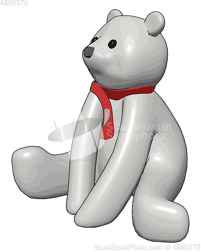 Image of White teddy bear with red scarf vector illustration on white bac