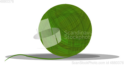 Image of A ball of green yarn vector or color illustration