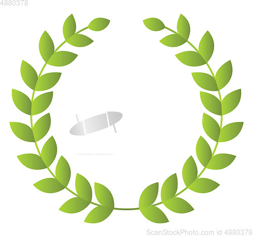 Image of Light green leaves forming a wreath vector illustration on a whi